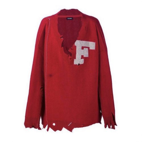 Raf Simons FW 16 red varsity sweater 